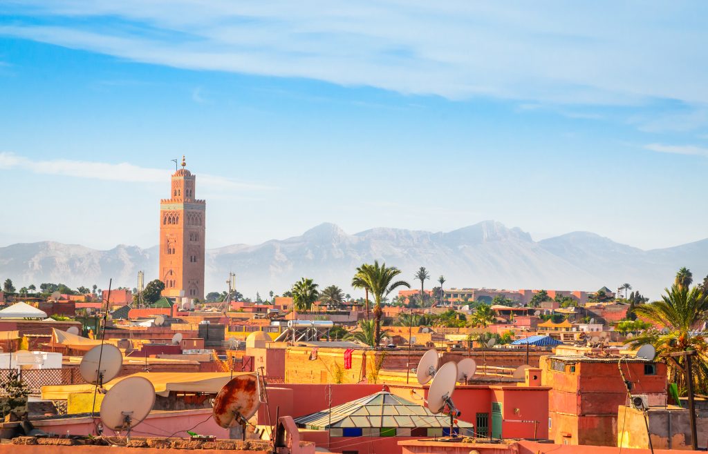 Panoramic view of Marrakesh and old medina, Morocco