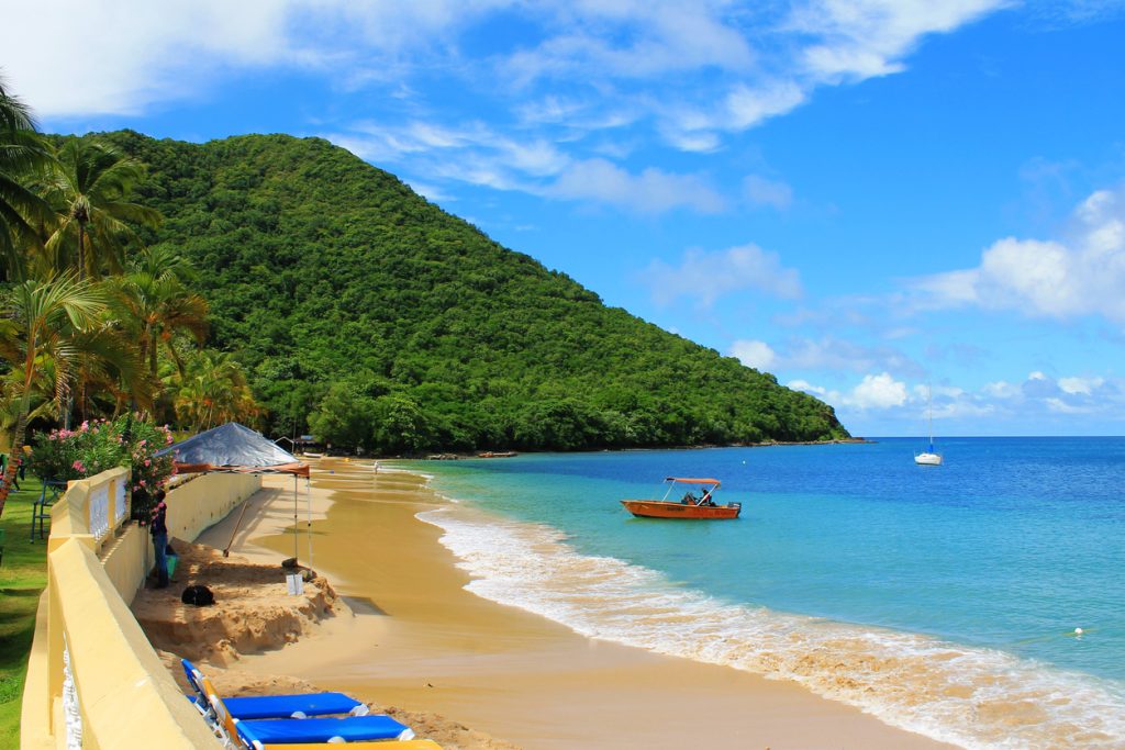 People on Reduit Beach, Rodney Bay, St. Lucia, West Indies.