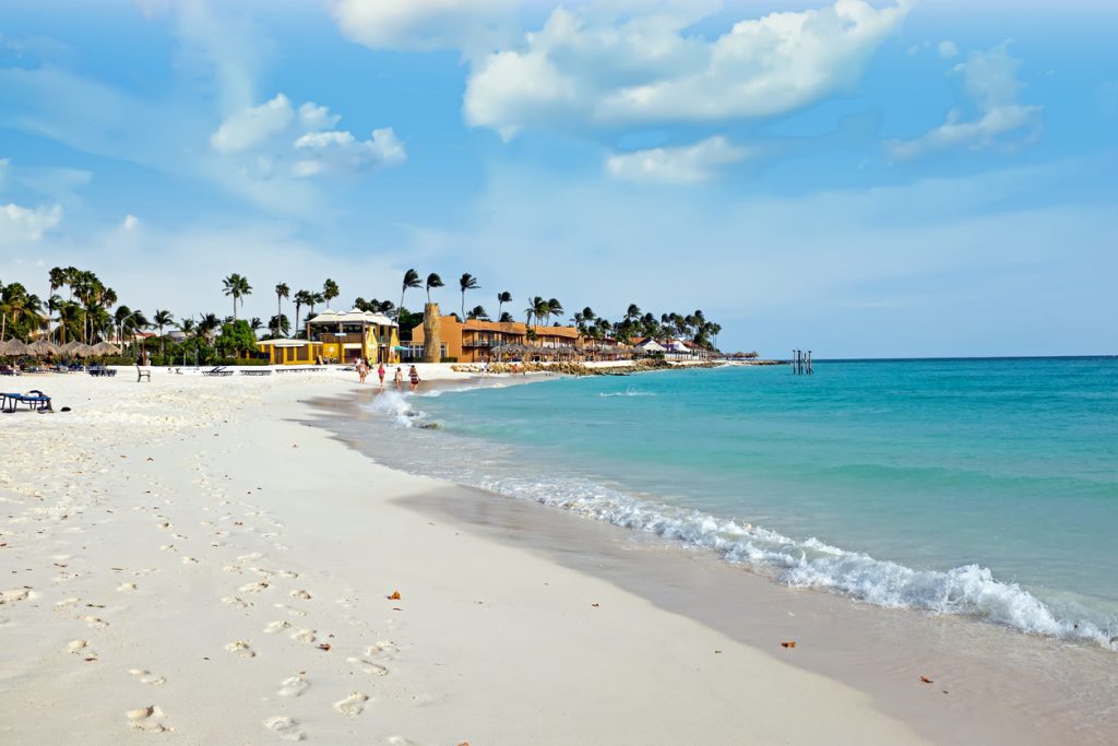 Palm beach at Aruba island in the Caribbean Sea